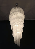 Murano Chandelier | 83 White Spiral Glasses detail by Bling Lighting Studio