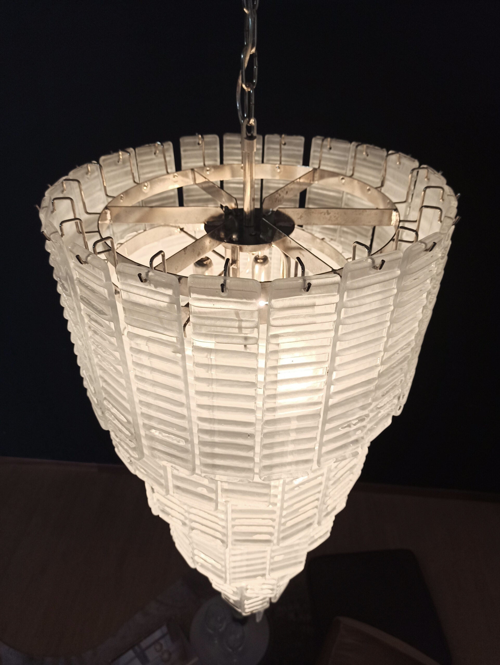 Murano Chandelier | 83 White Spiral Glasses detail by Bling Lighting Studio