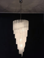 Murano Chandelier | 83 White Spiral Glasses detail by Bling Lighting Studio