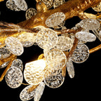 Elegant Brass Branch Chandelier Crystal Leaves Pendant Light For Living/ Bedroom Decor by Bling Lighting Studio