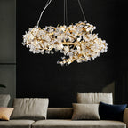 Elegant Brass Branch Chandelier Crystal Leaves Pendant Light For Living/ Bedroom Decor by Bling Lighting Studio