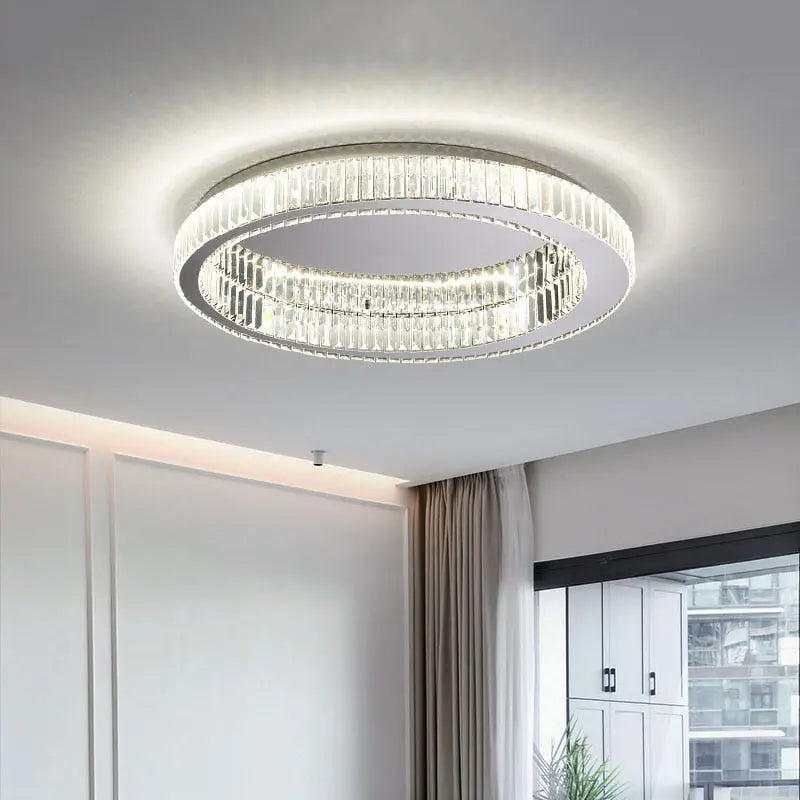 Elizza Flush Mount Crystal Chandelier - Bling Lighting Studio