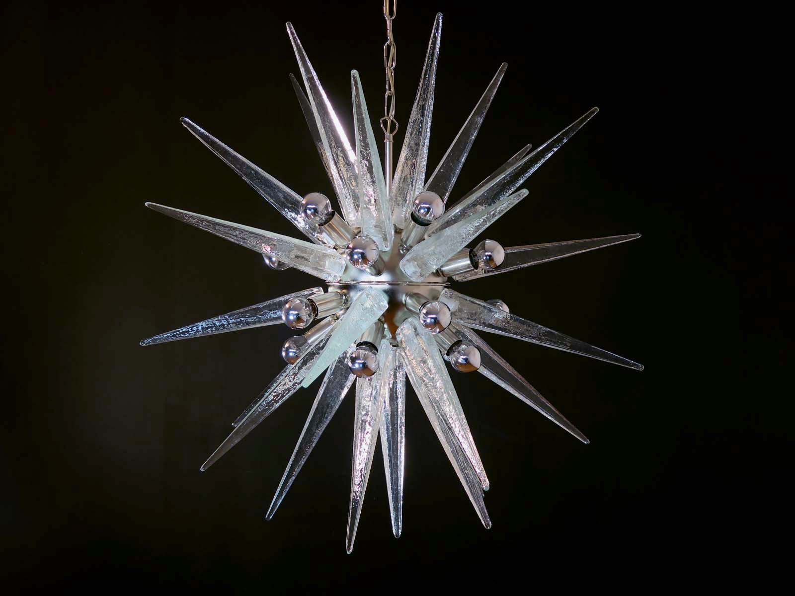 Murano Chandelier | 31 Clear Sputnik detail by Bling Lighting Studio