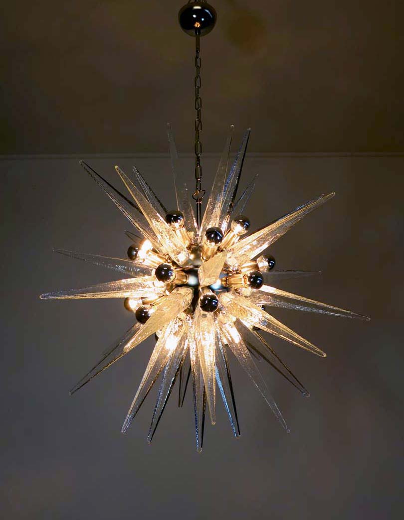 Murano Chandelier | 31 Clear Sputnik detail by Bling Lighting Studio