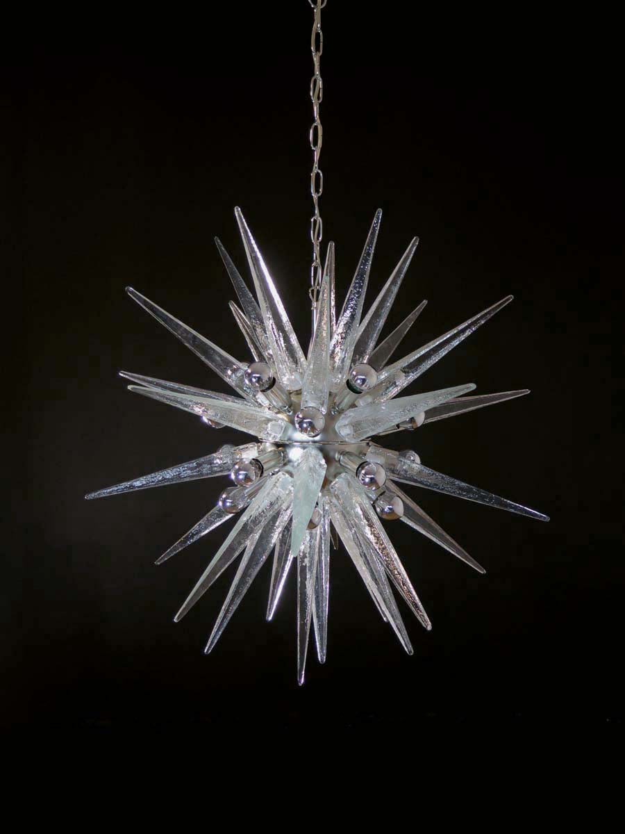 Murano Chandelier | 31 Clear Sputnik detail by Bling Lighting Studio