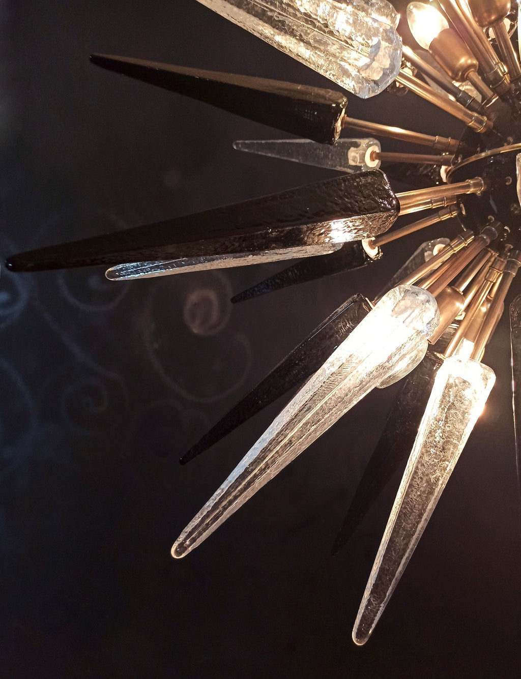 Murano Chandelier | 51 Clear Black Sputnik detail by Bling Lighting Studio