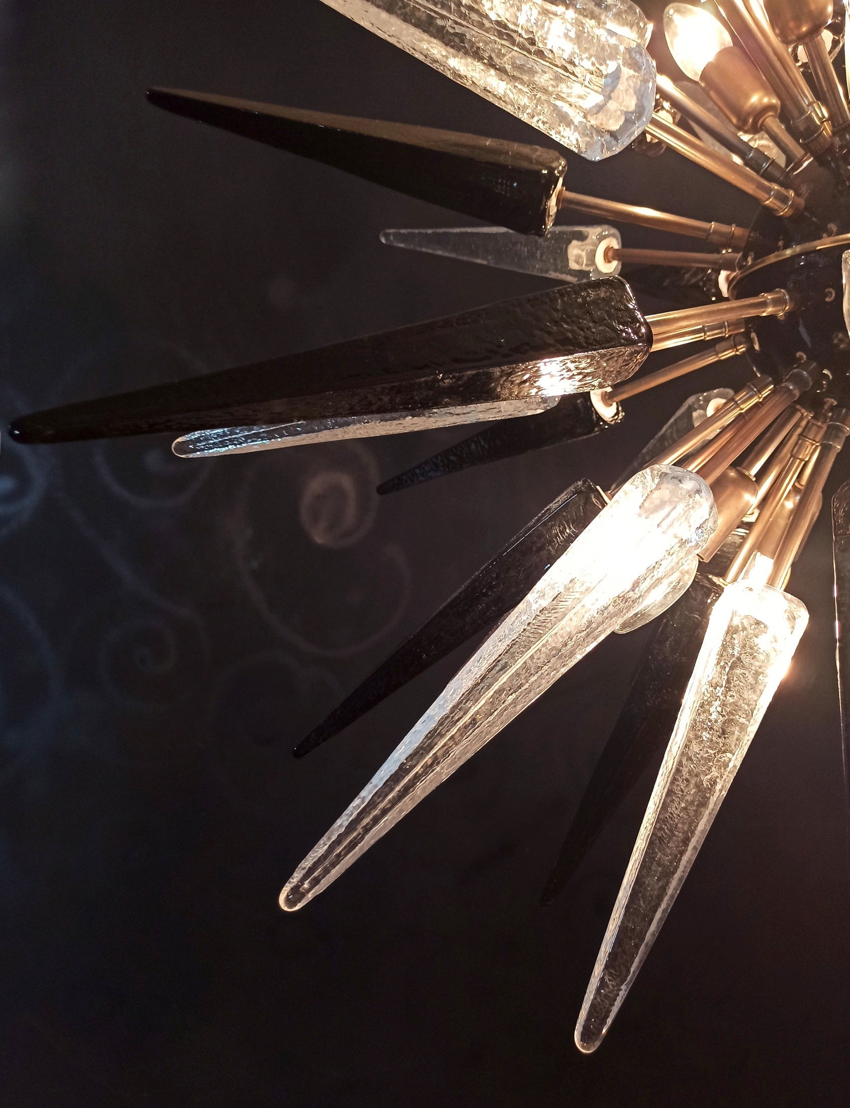 Murano Chandelier | 51 Clear Black Sputnik detail by Bling Lighting Studio
