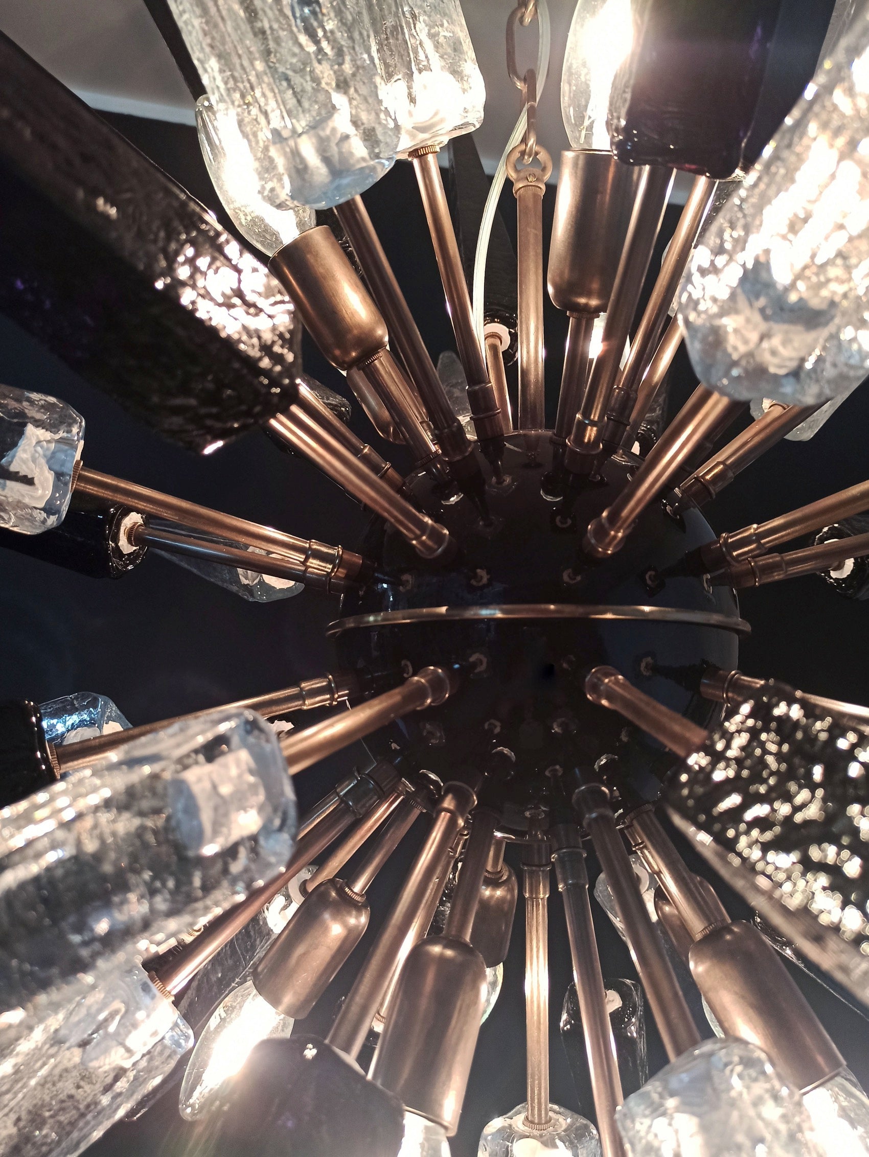 Murano Chandelier | 51 Clear Black Sputnik detail by Bling Lighting Studio
