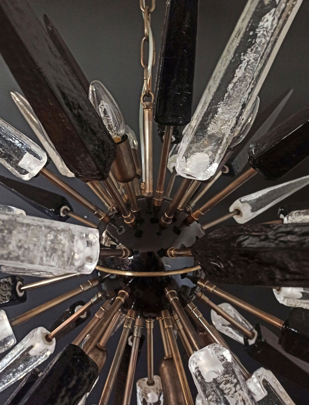 Murano Chandelier | 51 Clear Black Sputnik detail by Bling Lighting Studio