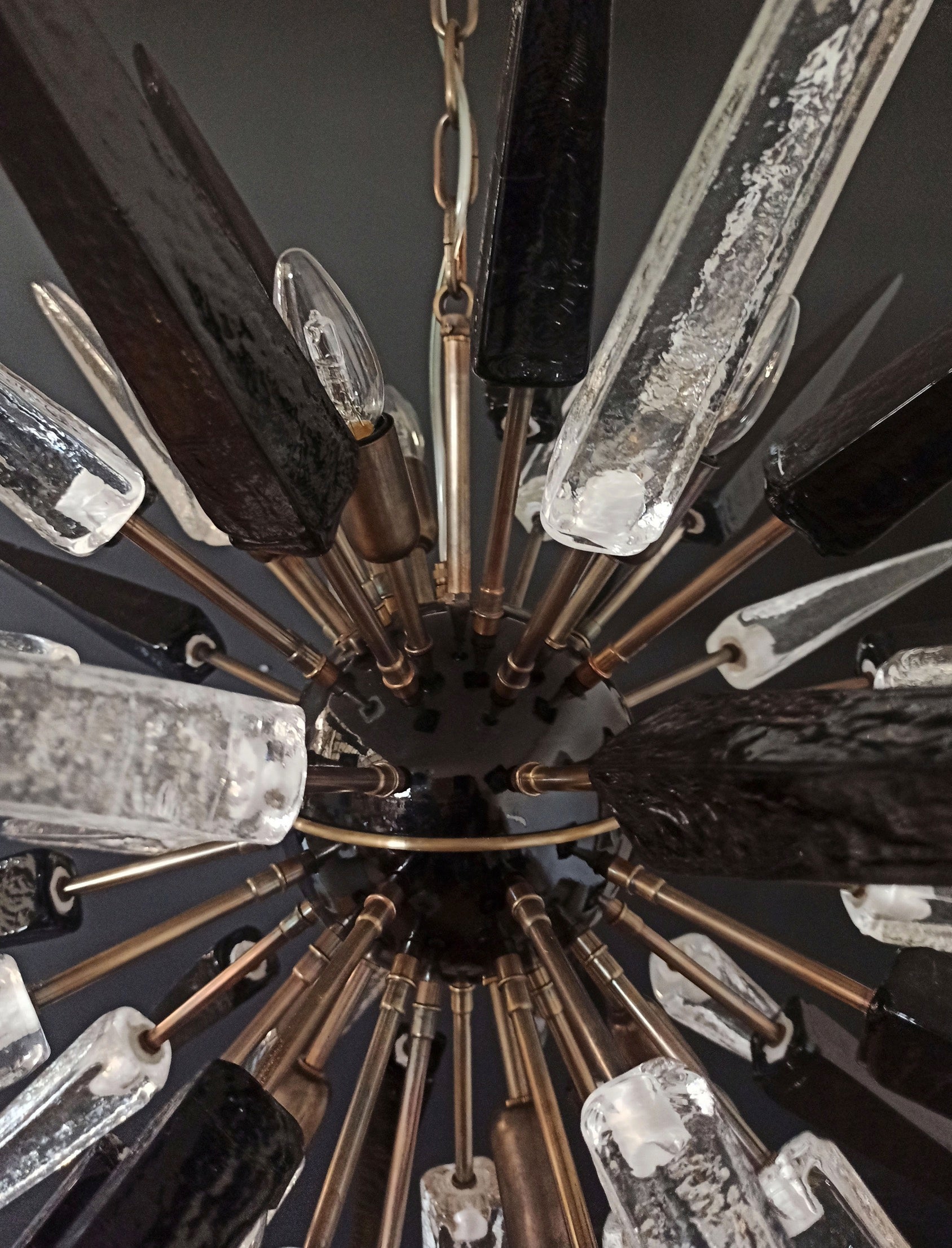 Murano Chandelier | 51 Clear Black Sputnik detail by Bling Lighting Studio