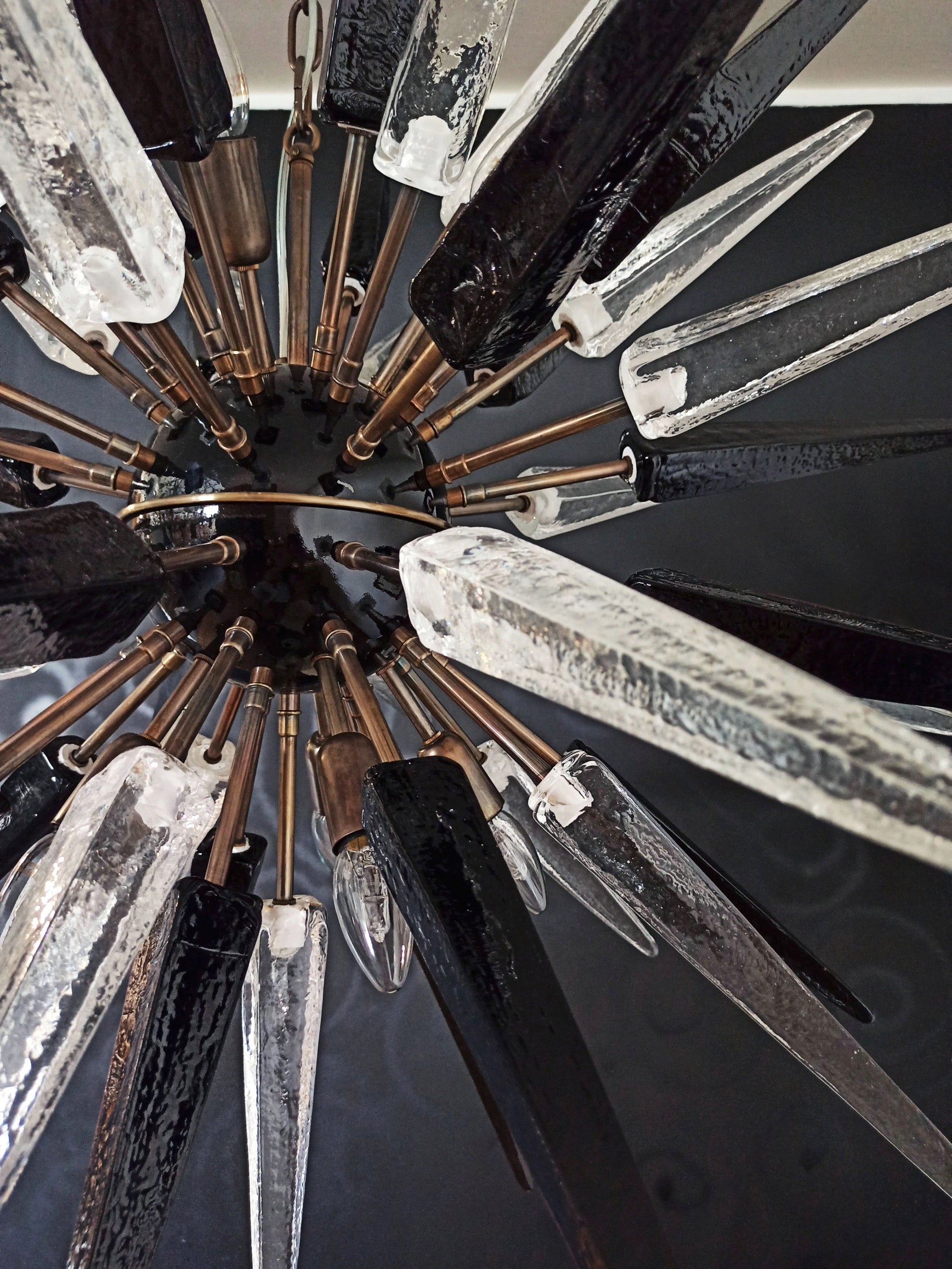 Murano Chandelier | 51 Clear Black Sputnik detail by Bling Lighting Studio