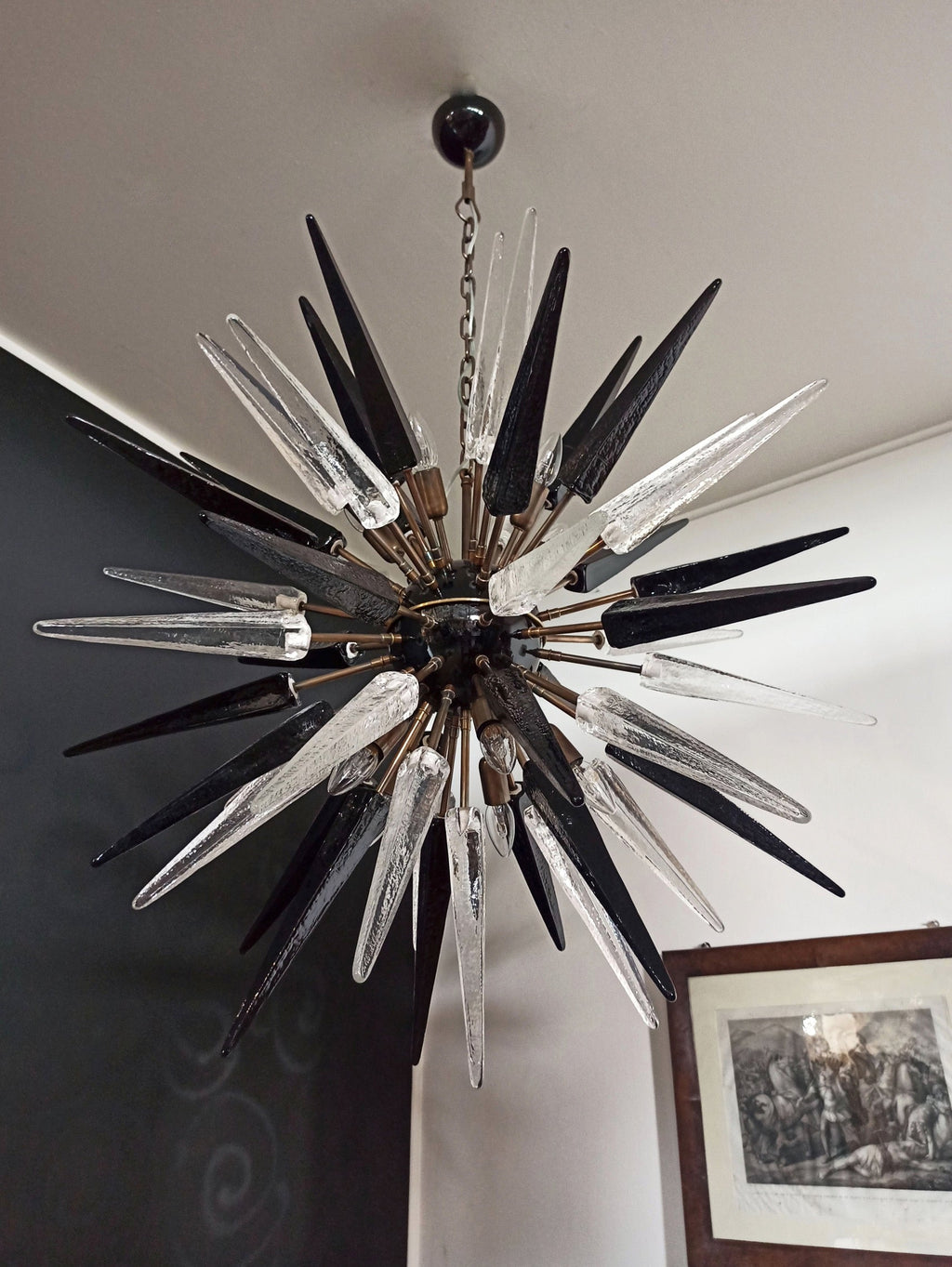 Murano Chandelier | 51 Clear Black Sputnik detail by Bling Lighting Studio