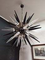 Murano Chandelier | 51 Clear Black Sputnik detail by Bling Lighting Studio