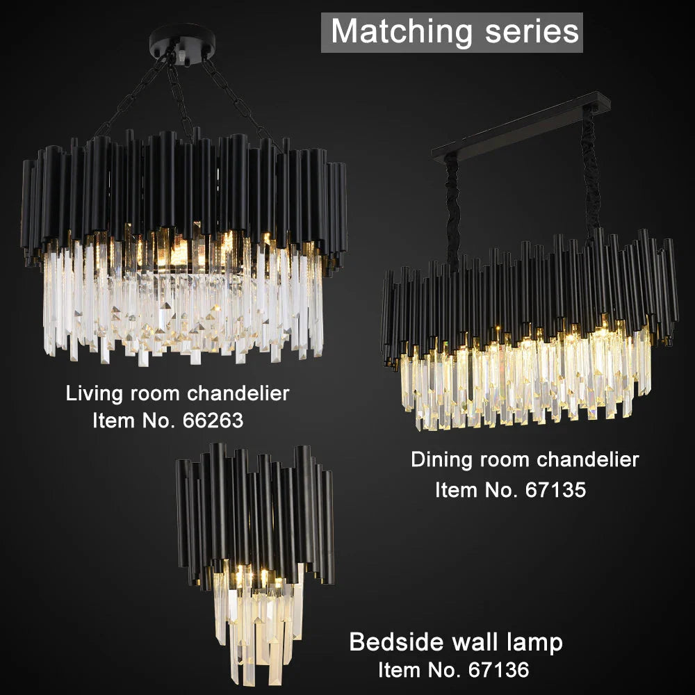 Finn Modern Black Crystal Chandelier for Living Room - Bling Lighting Studio