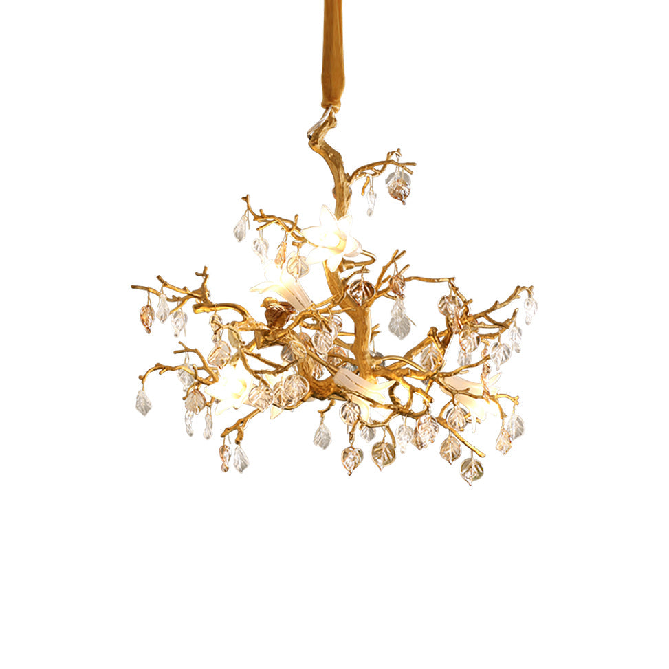 Zeke Branch Brass Crystal Chandelier by Bling Lighting Studio