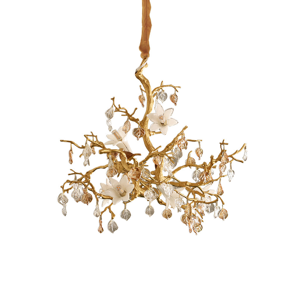 Zeke Branch Brass Crystal Chandelier by Bling Lighting Studio