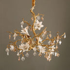 Zeke Branch Brass Crystal Chandelier by Bling Lighting Studio