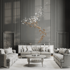 Organic Leaf Chandelier detail view