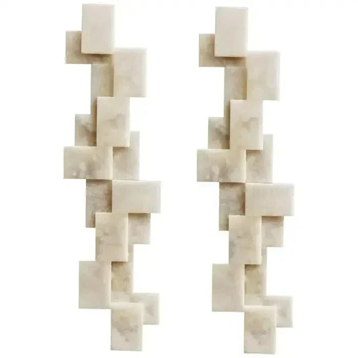 Pair Of Long Wall Sconces in Alabaster by Bling Lighting Studio