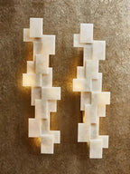 Pair Of Long Wall Sconces in Alabaster by Bling Lighting Studio