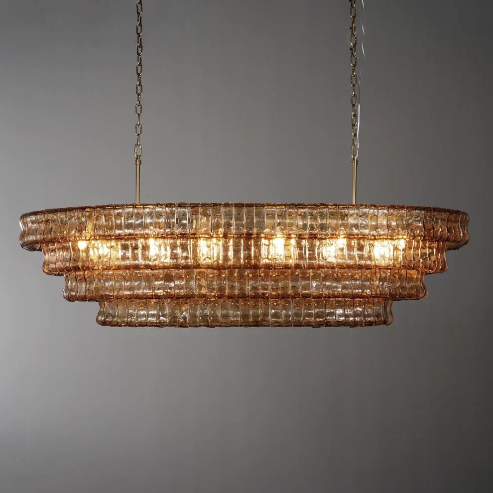 Luxury Amor Ghiaccio Glass Oval Chandelier 54"W/65"W product image