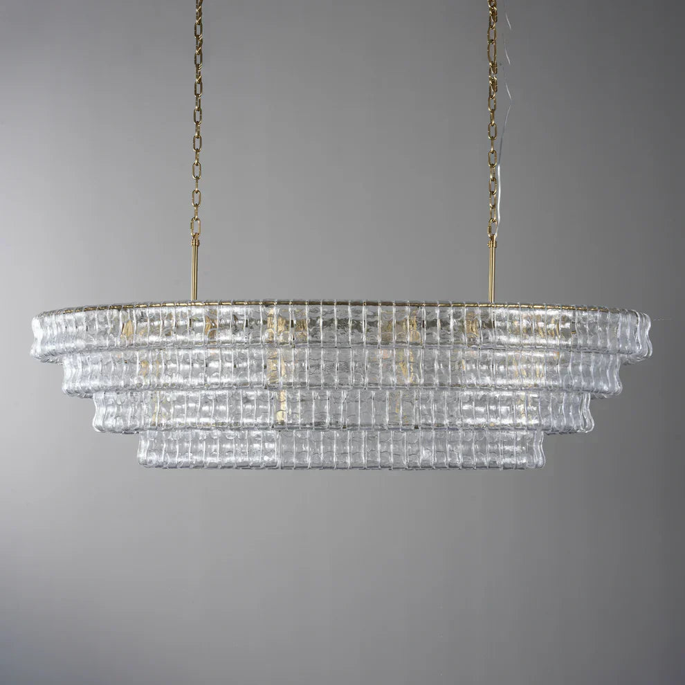 Luxury Amor Ghiaccio Glass Oval Chandelier 54"W/65"W product image