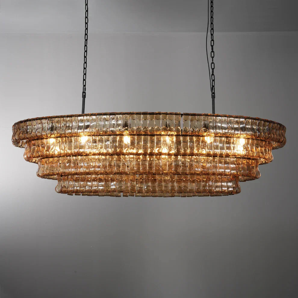 Luxury Amor Ghiaccio Glass Oval Chandelier 54"W/65"W product image