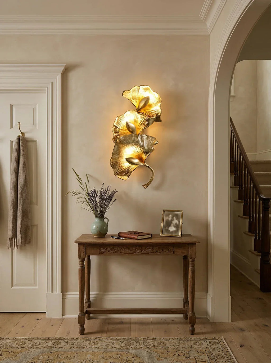 Ginkgo Leaf Branch Wall Lamp material and finish detail