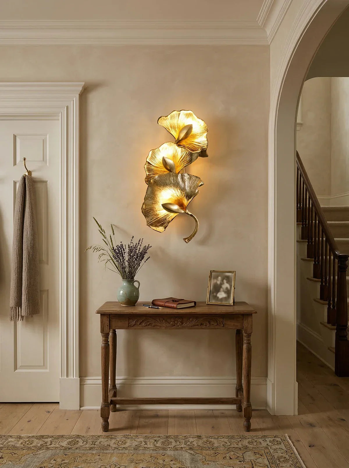 Ginkgo Leaf Branch Wall Lamp material and finish detail