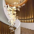 Golden Fan Leaf Artistic Chandelier detail view