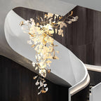 Golden Fan Leaf Artistic Chandelier material and finish detail