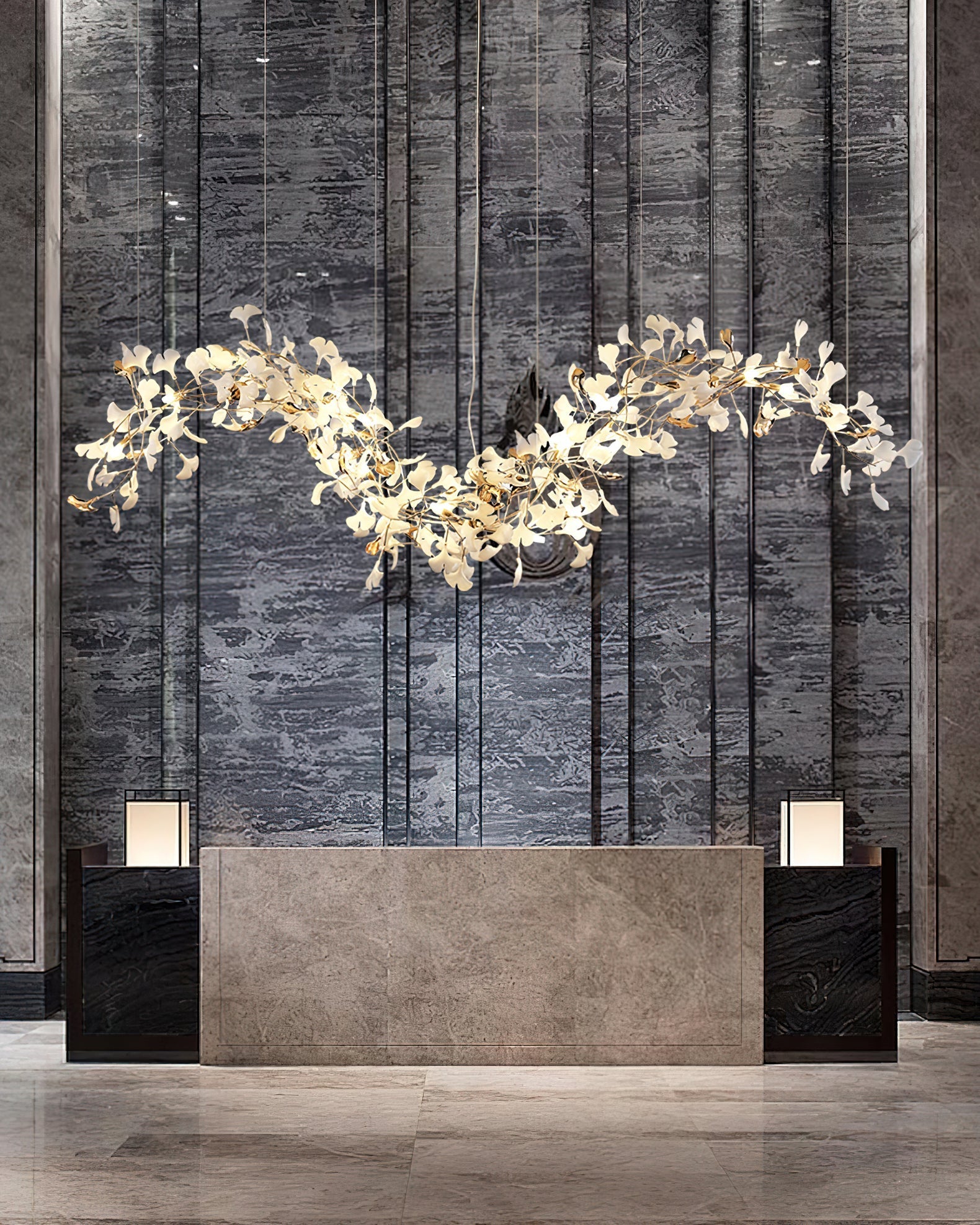 Golden Fan Leaf Artistic Chandelier product image