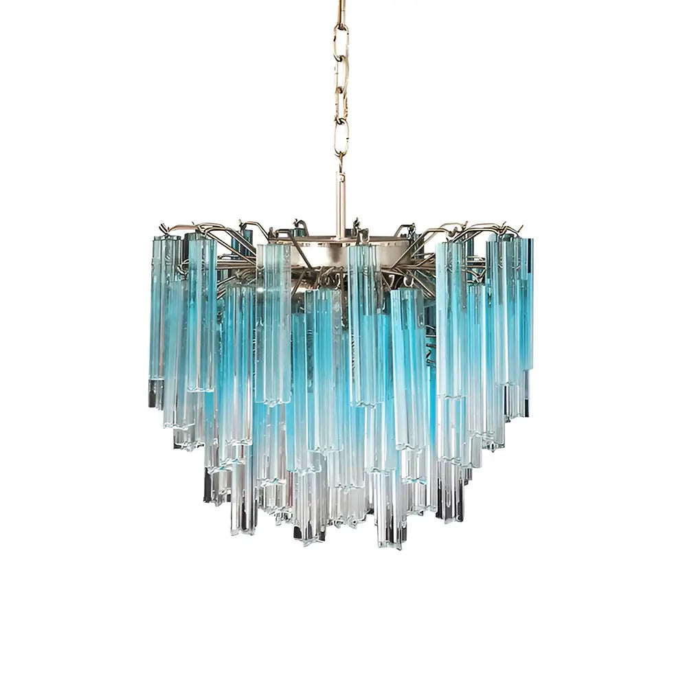 Gorgeous Murano Quadriedri Prisms Blue Chandelier by Bling Lighting Studio