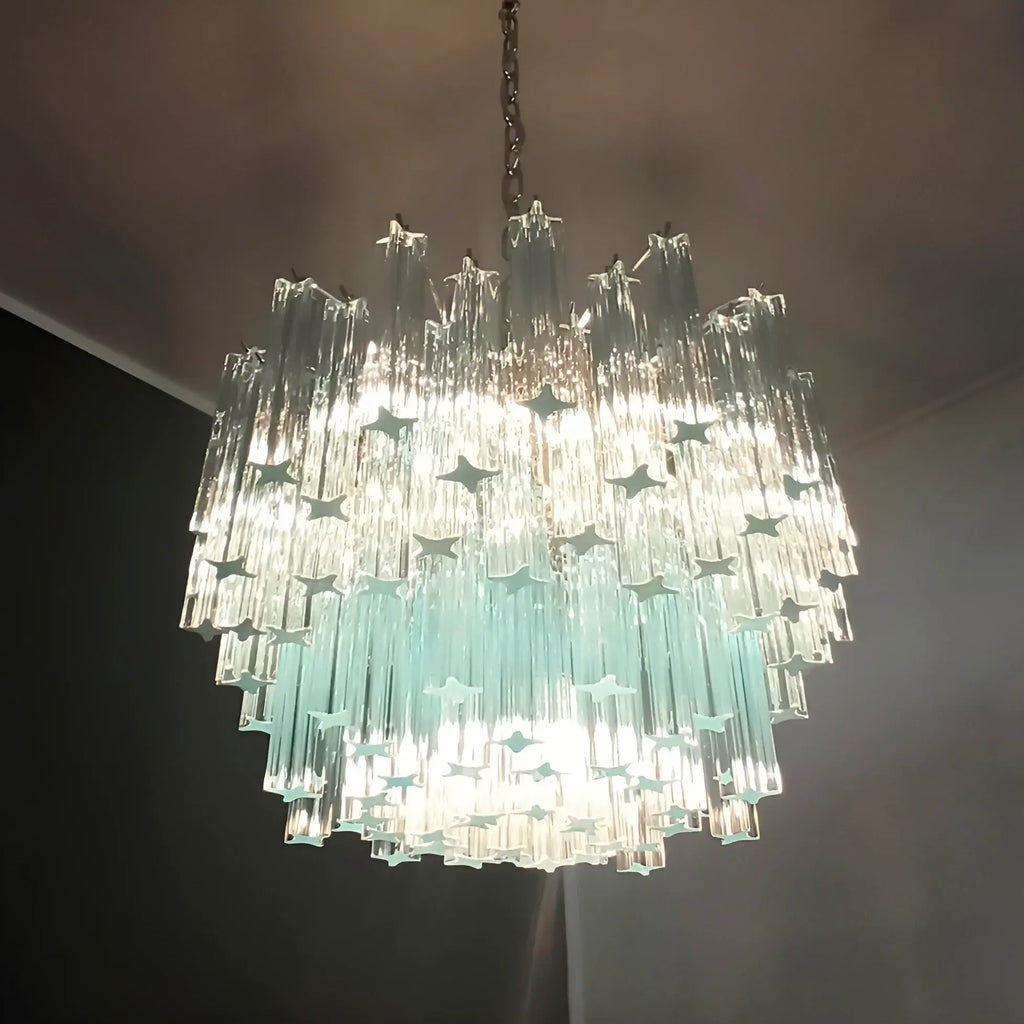 Gorgeous Murano Quadriedri Prisms Blue Chandelier product image