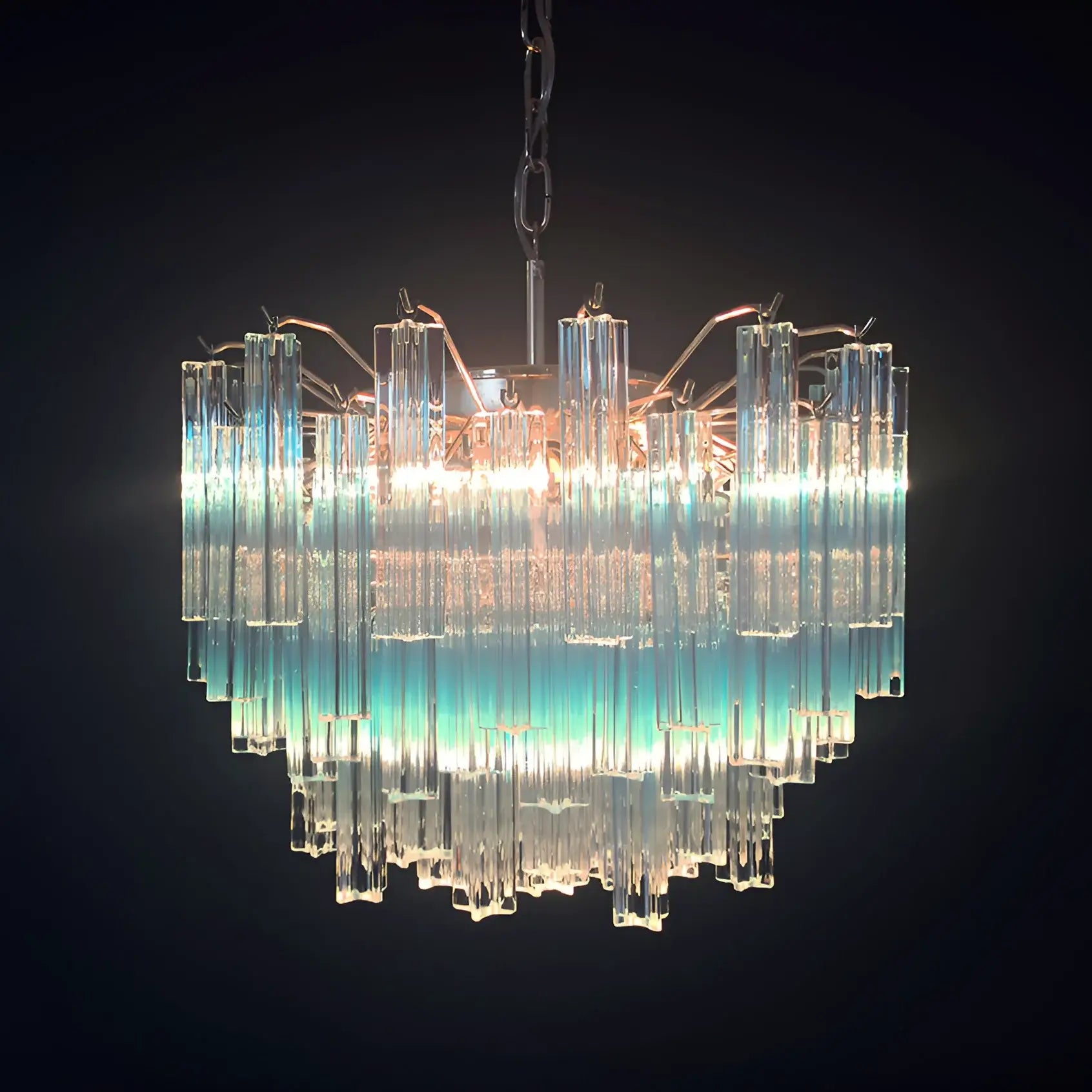 Gorgeous Murano Quadriedri Prisms Blue Chandelier product image