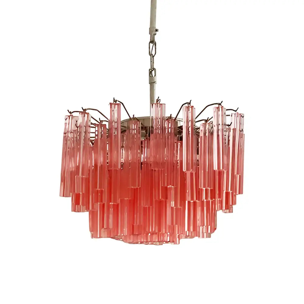 Gorgeous Murano Quadriedri Prisms Pink Chandelier by Bling Lighting Studio