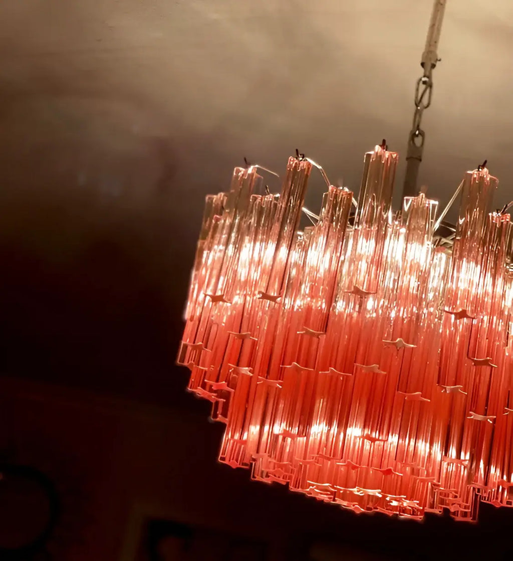 Gorgeous Murano Quadriedri Prisms Pink Chandelier product image