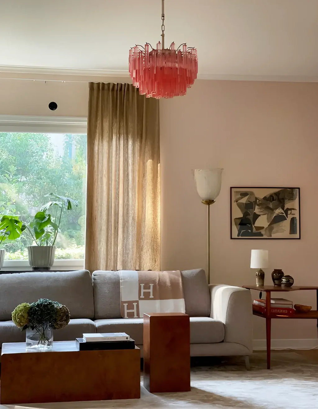 Gorgeous Murano Quadriedri Prisms Pink Chandelier product image