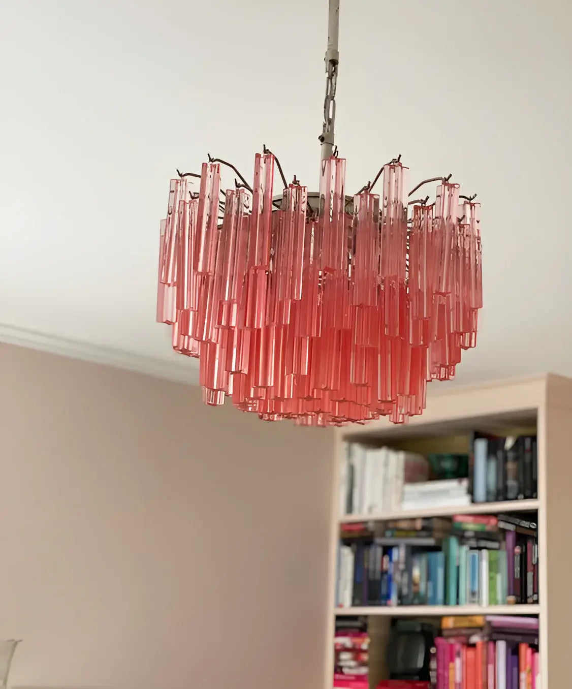 Gorgeous Murano Quadriedri Prisms Pink Chandelier product image