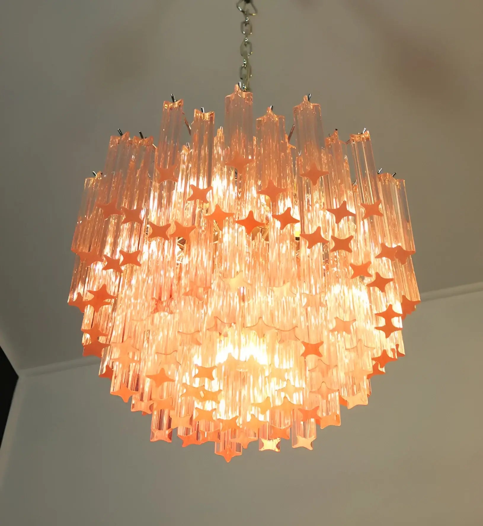 Gorgeous Murano Quadriedri Prisms Pink Chandelier product image
