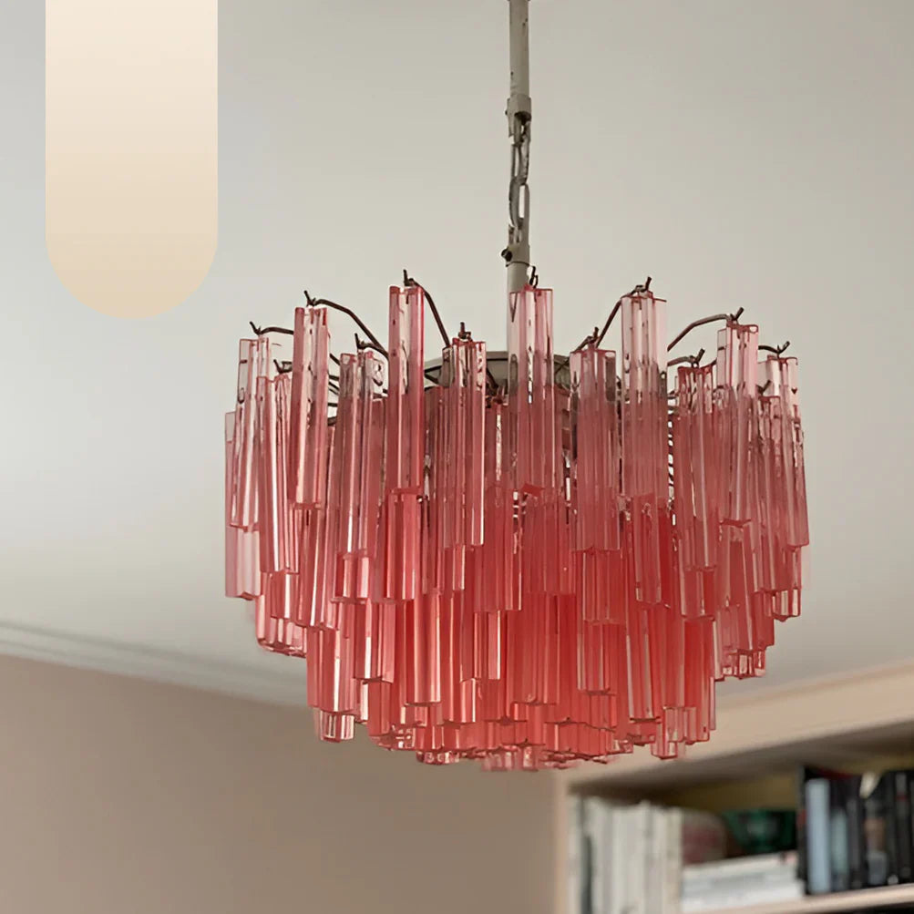 Gorgeous Murano Quadriedri Prisms Pink Chandelier product image
