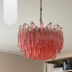 Gorgeous Murano Quadriedri Prisms Pink Chandelier product image