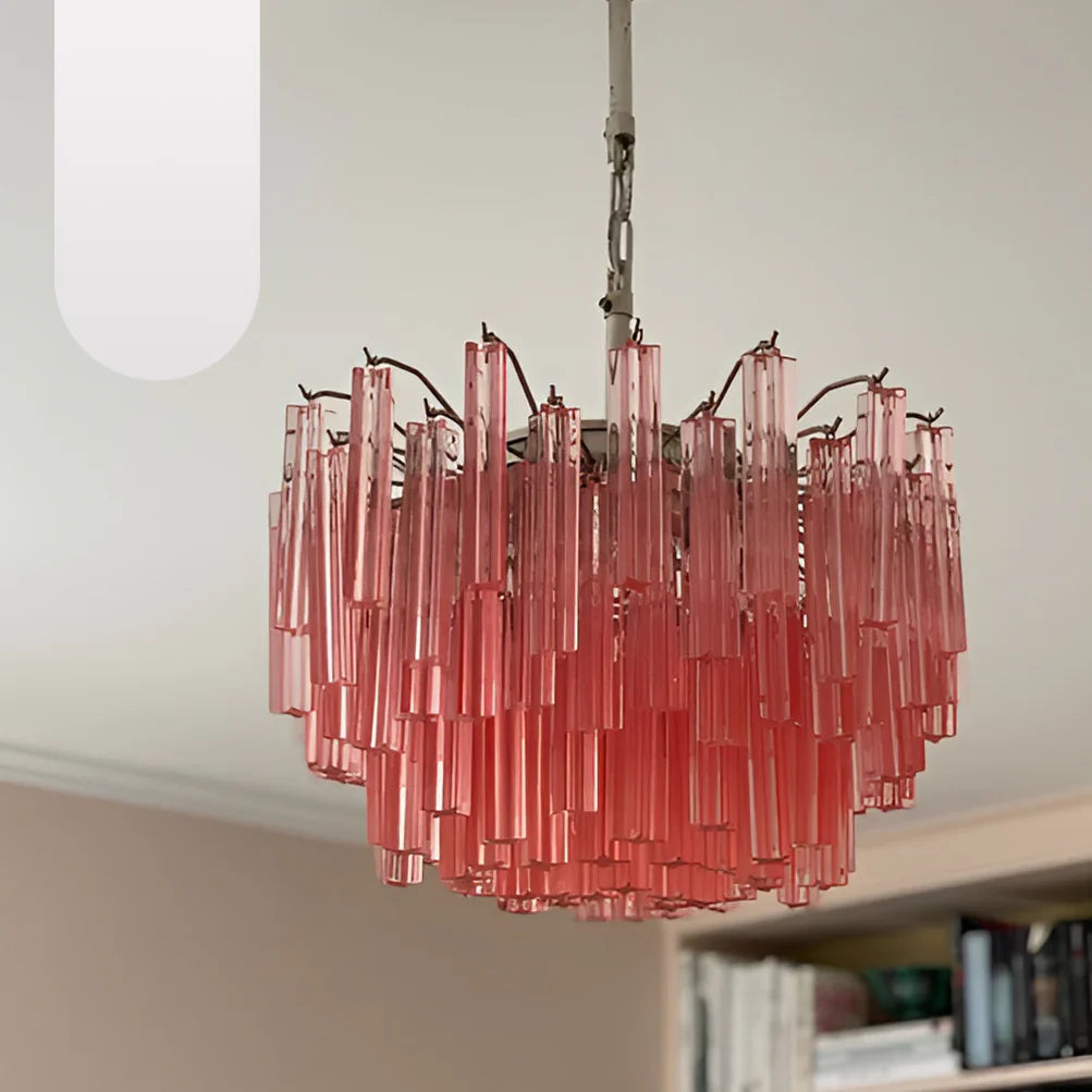 Gorgeous Murano Quadriedri Prisms Pink Chandelier product image