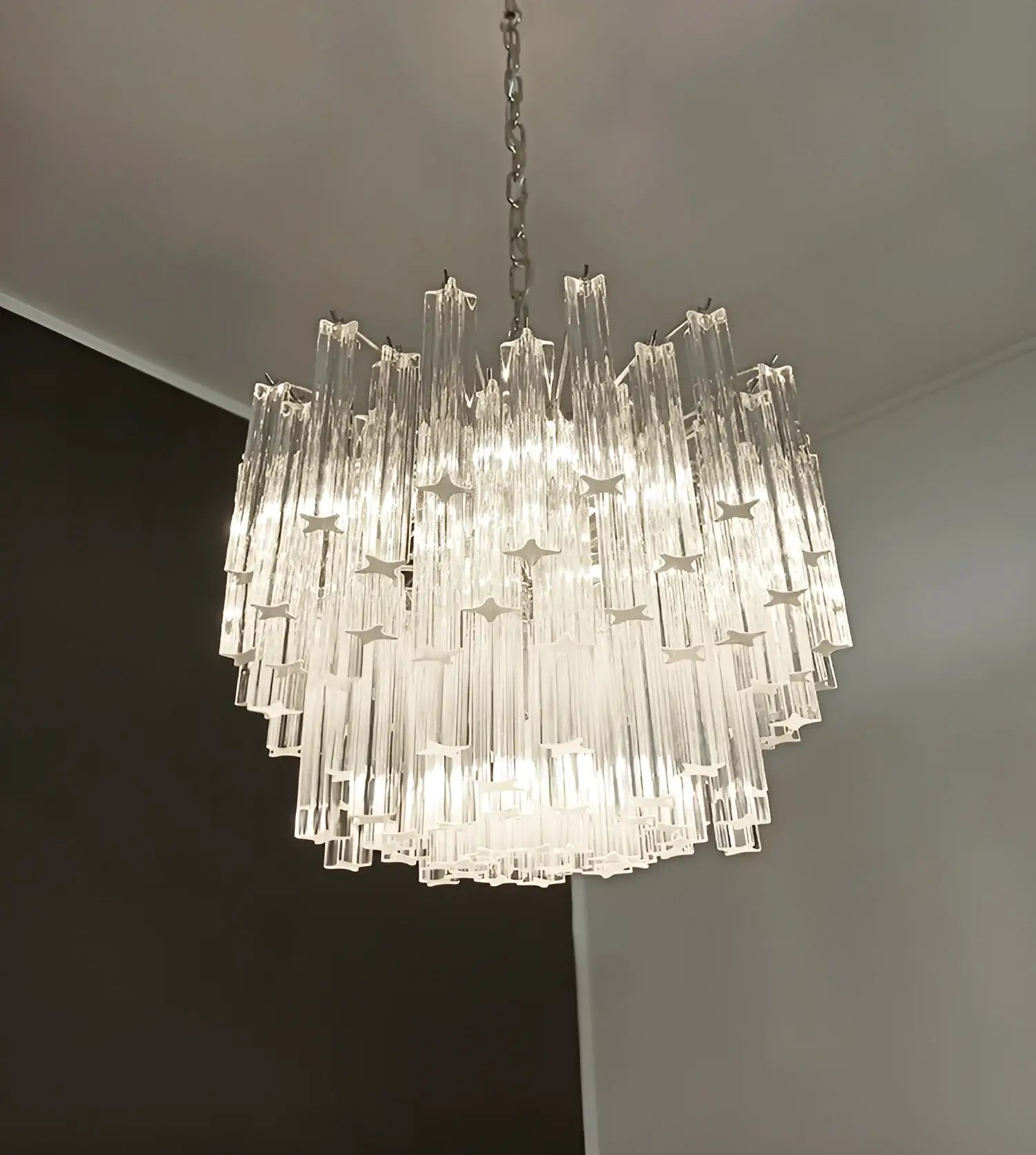 Gorgeous Murano Quadriedri Prisms Transparent Chandelier product image