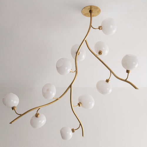 Modern Brass Branch Chandelier with Glass Globes by Bling Lighting Studio