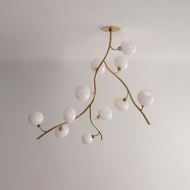 Modern Brass Branch Chandelier with Glass Globes product image