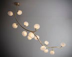 Modern Linear Brass Branches Chandelier for Dining Room by Bling Lighting Studio