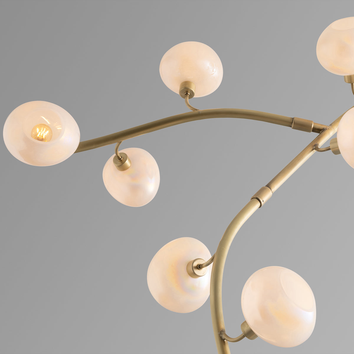 Modern Vertical Branches Glass Globe Chandelier by Bling Lighting Studio