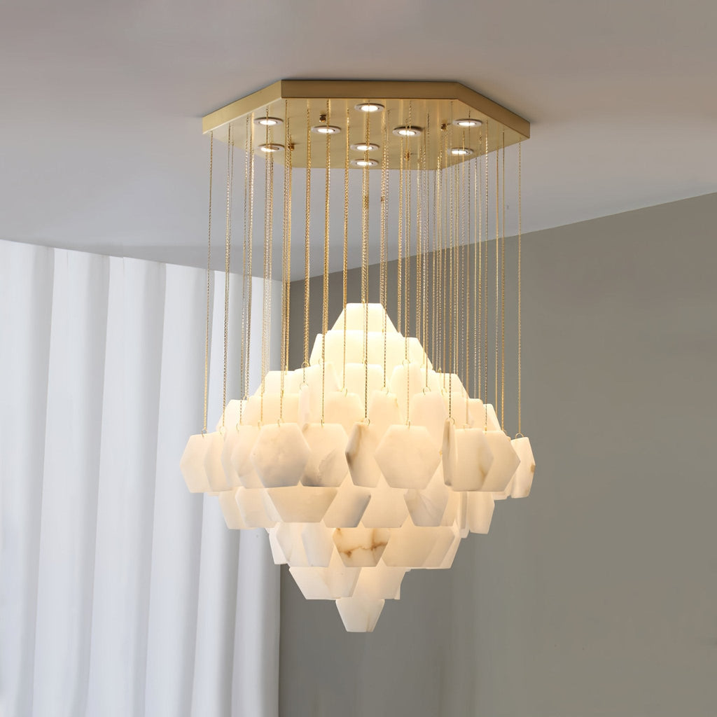 Hexa Alabaster Cascade Chandelier by Bling Lighting Studio