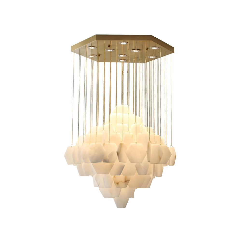 Hexa Alabaster Cascade Chandelier by Bling Lighting Studio